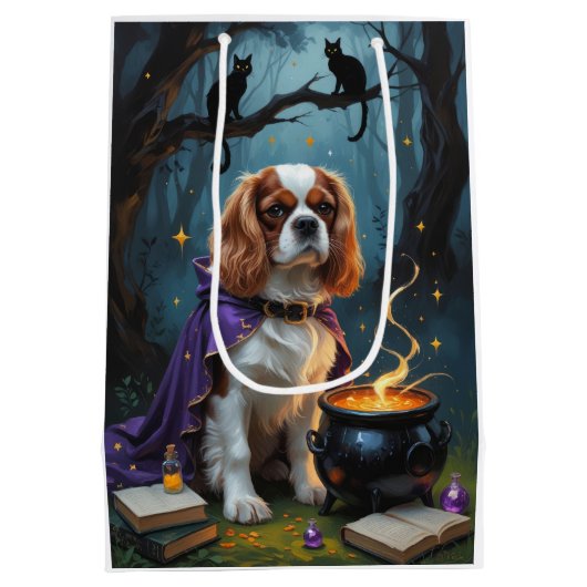 Cavalier King Charles Spaniel Whimsical Halloween Medium Cadeauzakje (Achterkant)