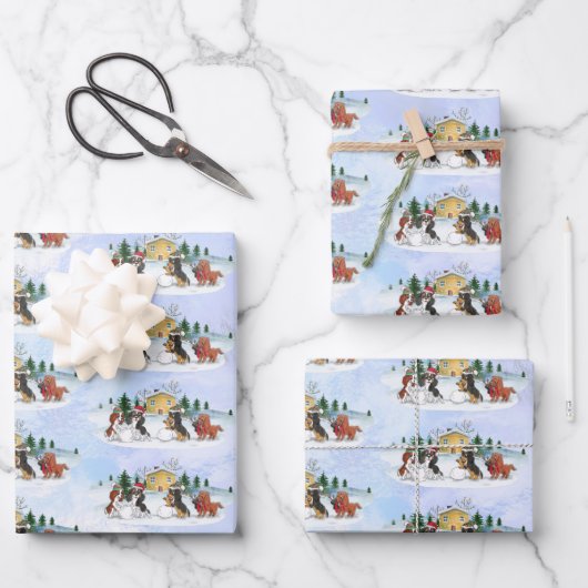 Cavalier King Charles Spaniel Winter Holiday Inpakpapier Vel (Voorkant)