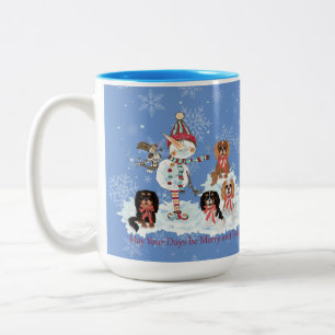 Cavalier King Charles Spaniel Winter Scene Tweekleurige Koffiemok