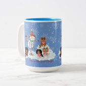 Cavalier King Charles Spaniel Winter Scene Tweekleurige Koffiemok (Voorkant links)
