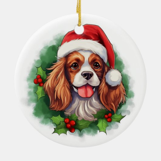 Cavalier King Charles Spaniel Wreath Keramisch Ornament (Achterkant)