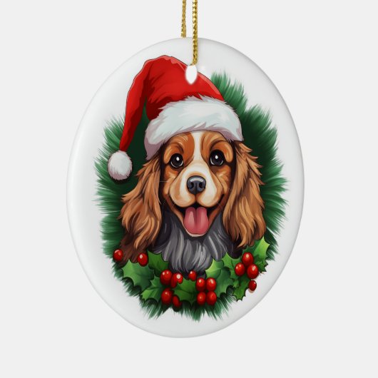 Cavalier King Charles Spaniel Wreath Keramisch Ornament (Rechts)