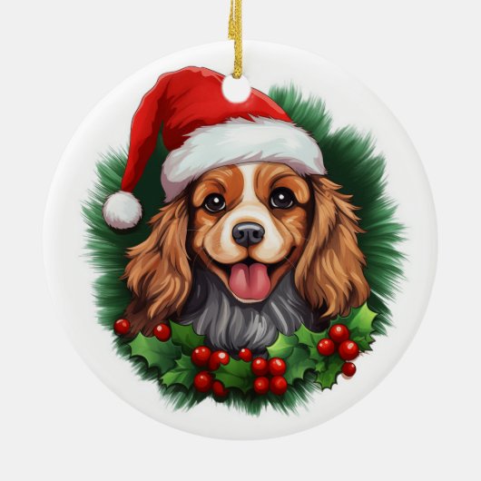 Cavalier King Charles Spaniel Wreath Keramisch Ornament (Achterkant)
