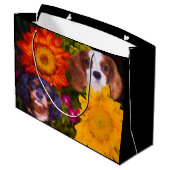 Cavalier King Charles Spaniel Zonnebloemen Groot Cadeauzakje (Achterkant Gekanteld)