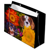 Cavalier King Charles Spaniel Zonnebloemen Groot Cadeauzakje (Voorkant Gekanteld)