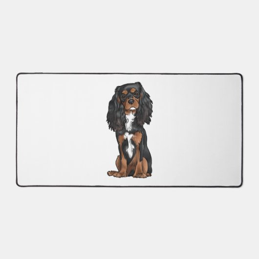 Cavalier King Charles Spaniel - Zwart en Tan Bureaumat (Voorkant)
