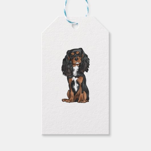 Cavalier King Charles Spaniel - Zwart en Tan Cadeaulabel (Voorkant)