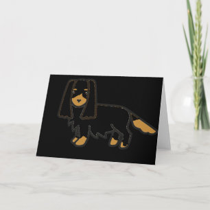 Cavalier King Charles Spaniel Zwart en Tan Cartoo Kaart