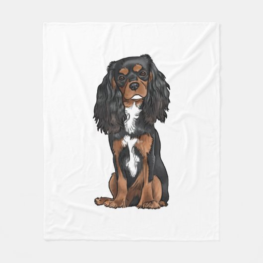 Cavalier King Charles Spaniel - Zwart en Tan Fleece Deken (Voorkant)