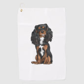 Cavalier King Charles Spaniel - Zwart en Tan Golfhanddoek (Voorkant)