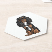 Cavalier King Charles Spaniel - Zwart en Tan Kartonnen Onderzetters (Schuin)