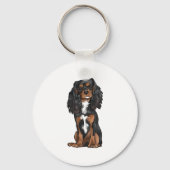 Cavalier King Charles Spaniel - Zwart en Tan Sleutelhanger (Voorkant)