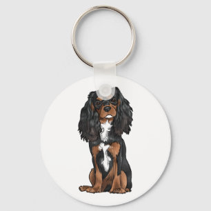 Cavalier King Charles Spaniel - Zwart en Tan Sleutelhanger