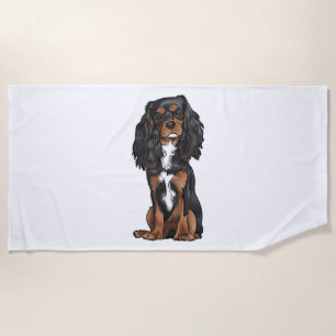 Cavalier King Charles Spaniel - Zwart en Tan Strandlaken