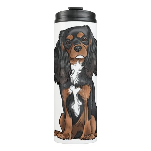 Cavalier King Charles Spaniel - Zwart en Tan Thermosbeker (Voorkant)