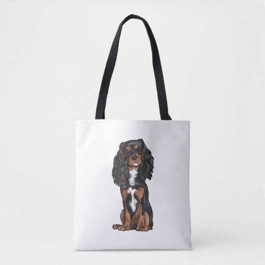 Cavalier King Charles Spaniel - Zwart en Tan Tote Bag (Voorkant)