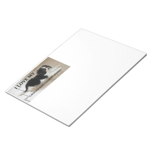 Cavalier_King_Charles_Spaniel zwarte en witte lief Notitieblok (Schuin)