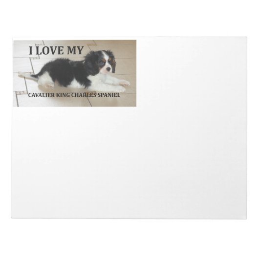 Cavalier_King_Charles_Spaniel zwarte en witte lief Notitieblok (Voorkant)