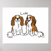 Cavalier King Charles Spaniels Dogs met Jouw tekst Poster (Voorkant)