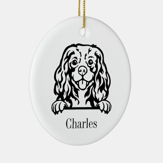 Cavalier King Charles Spaniels hond Keramisch Ornament (Rechts)