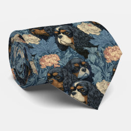 Cavalier King Charles Spaniels in een vintage tuin Stropdas