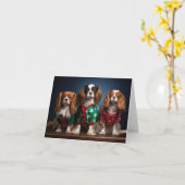 Cavalier King Charles Spaniels Kerst Kaart (Gele Bloem)