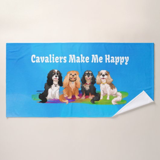 Cavalier King Charles Spaniels maken me gelukkig  Badhanddoek (Badhanddoek)