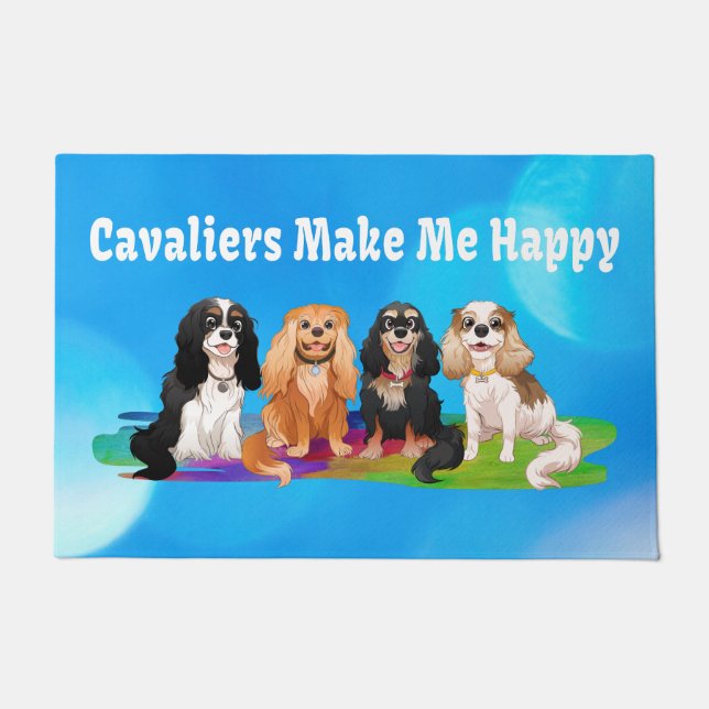Cavalier King Charles Spaniels maken me gelukkig Deurmat (Voorkant)