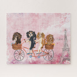 Cavalier King Charles Spaniels Riding a Bike Legpuzzel