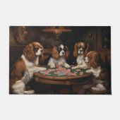 Cavalier King Charles Spaniels Spelen Poker Art Deurmat (Voorkant)