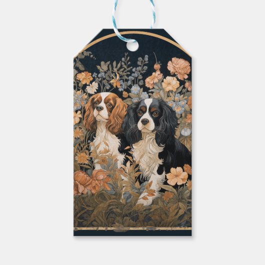 Cavalier King Charles Spaniels Tapestry Stijl Cadeaulabel (Voorkant)