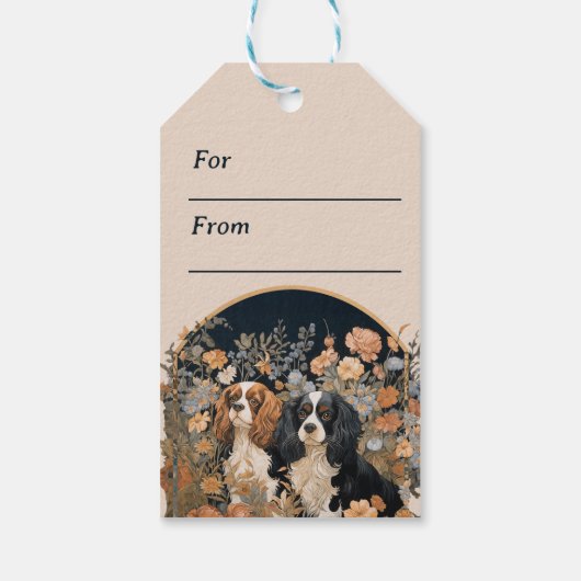 Cavalier King Charles Spaniels Tapestry Stijl Cadeaulabel (Achterkant)