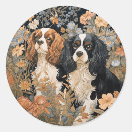 Cavalier King Charles Spaniels Tapestry Stijl Ronde Sticker