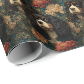 Cavalier King Charles Spaniels Victorian Floral Cadeaupapier (Rol Hoek)
