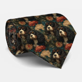 Cavalier King Charles Spaniels Victorian Floral Stropdas (Opgerold)
