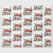 Cavalier King Charles Spaniels Winter Truck  Cadeaupapier (Vlak)