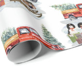 Cavalier King Charles Spaniels Winter Truck  Cadeaupapier (Rol Hoek)