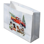 Cavalier King Charles Spaniels Winter Truck Groot Cadeauzakje (Voorkant Gekanteld)