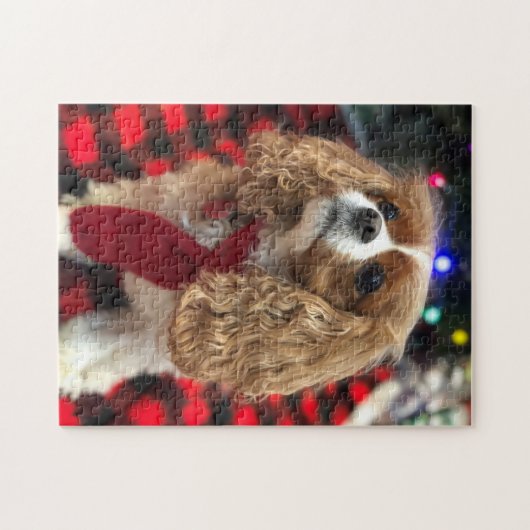 Cavalier King Charles Spanjaarden met Winter Scarf Legpuzzel (Horizontaal)
