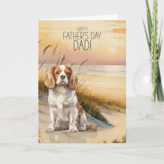Cavalier King Charles Sunset Beach Vaderdag Feestdagen Kaart (Voorkant)