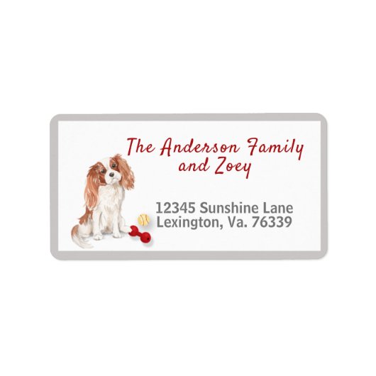 Cavalier King Charles Toys Home Return Adres Etiket (Voorkant)