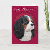 Cavalier King Charles Tri-Color Christmas Kaart (Voorkant)