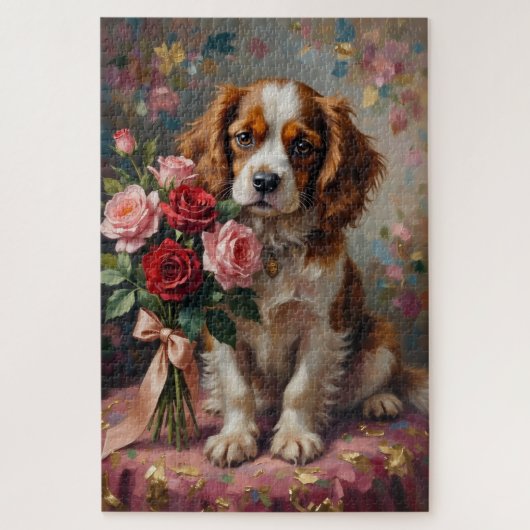 Cavalier King Charles Valentine's Day Roses Legpuzzel (Verticaal)