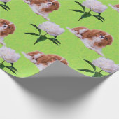 Cavalier King Charles & White Peony Wrapping Paper Cadeaupapier (Hoek)