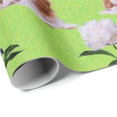 Cavalier King Charles & White Pioen Verpakkings Pa Cadeaupapier (Rol Hoek)