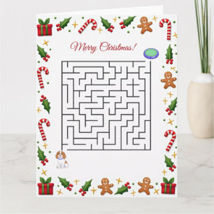 Cavalier King Christmas Doolhof Puzzel Vakantie Kaart