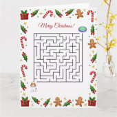 Cavalier King Christmas Maze Puzzle Holiday Kaart (Gele Bloem)