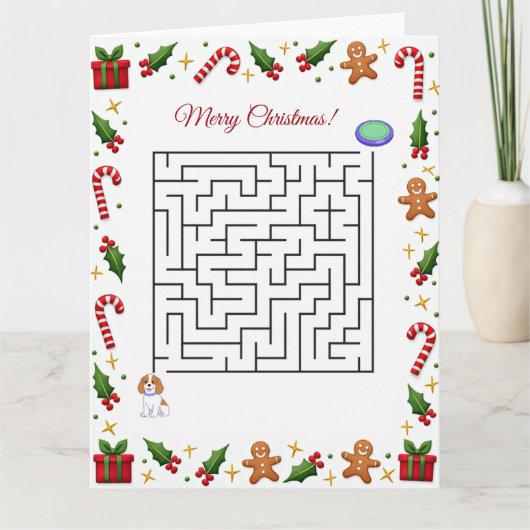 Cavalier King Christmas Maze Puzzle Holiday Kaart (Voorkant)