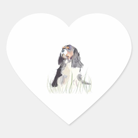 Cavalier King Cute Heart Sticker (Voorkant)