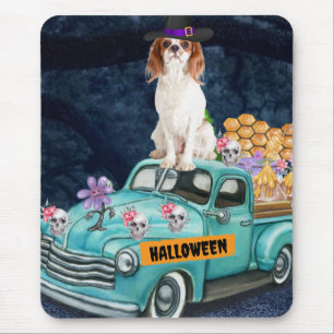 Cavalier King Dog Halloween Truck Scary Night Muismat